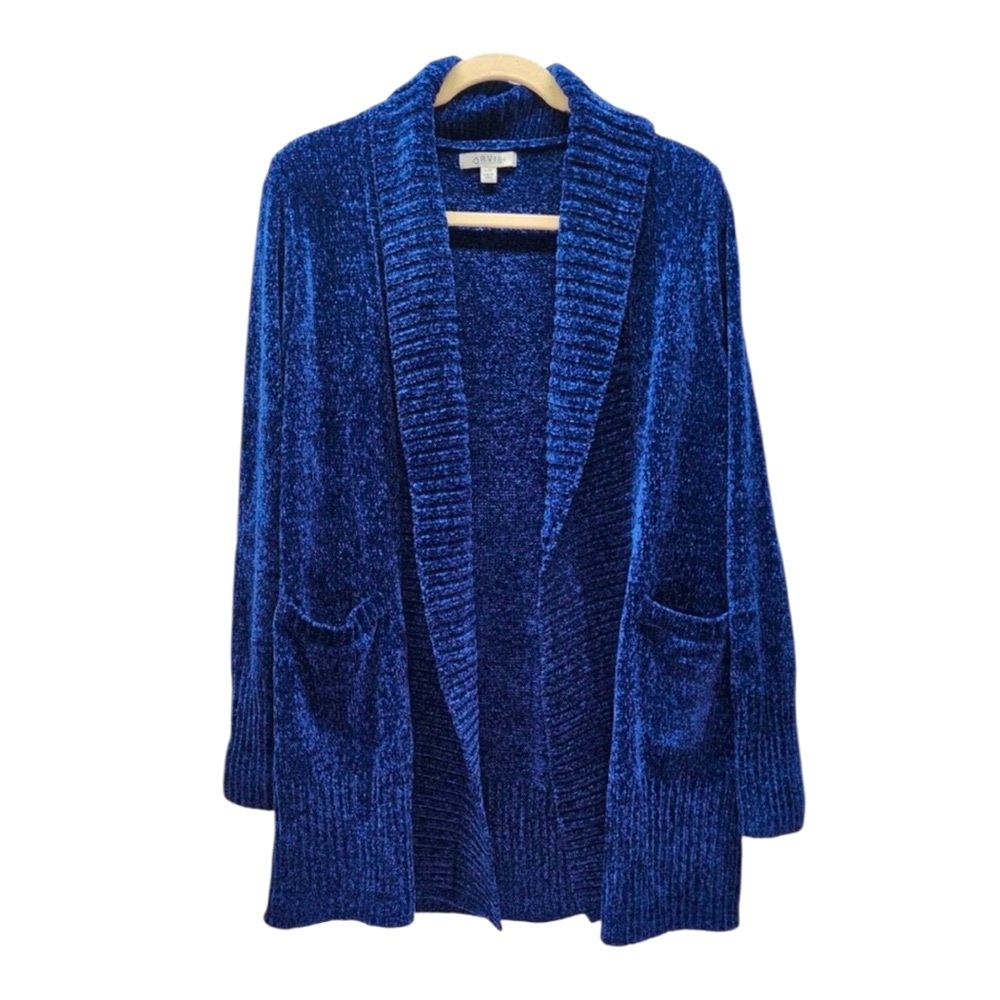 Orvis Womens Shawl Collar Cozy Chenille Cardigan Front Pockets